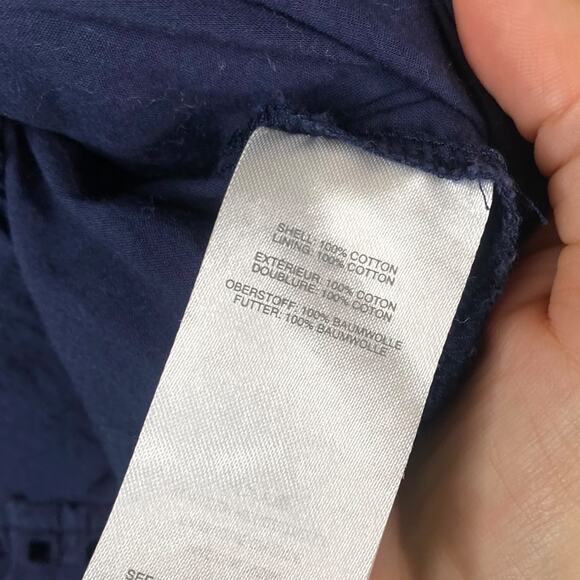 J.Crew Navy Blue Henley Embroidered Eyelet Midi Tea Dress SZ 6 - Picture 10 of 10